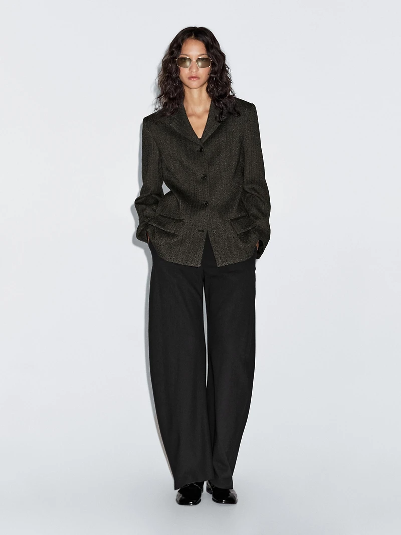 Herringbone wool blend blazer