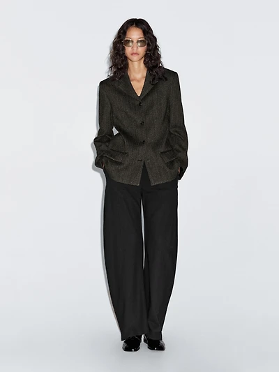 Herringbone wool blend blazer