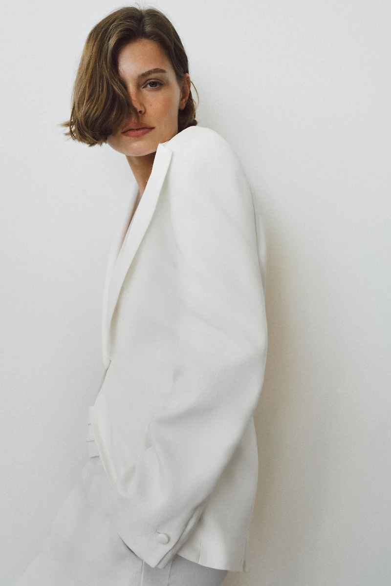 ZW COLLECTION LINEN BLEND TUXEDO BLAZER