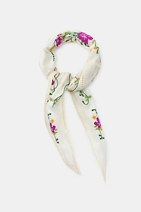 EMBROIDERED FLORAL BANDANA SCARF
