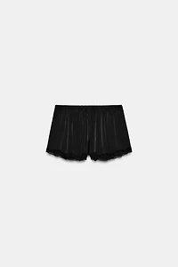 SATIN EFFECT LACE MINI SHORTS