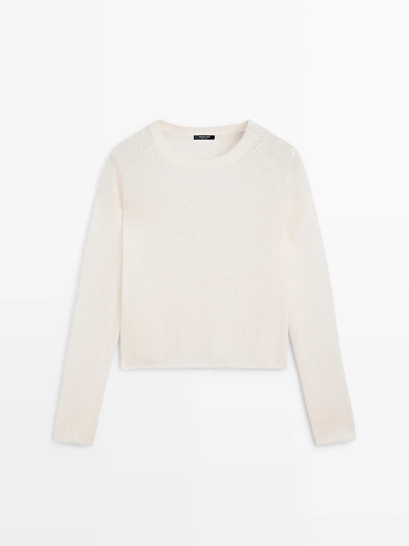 Pull col rond en maille d’alpaga mélangé