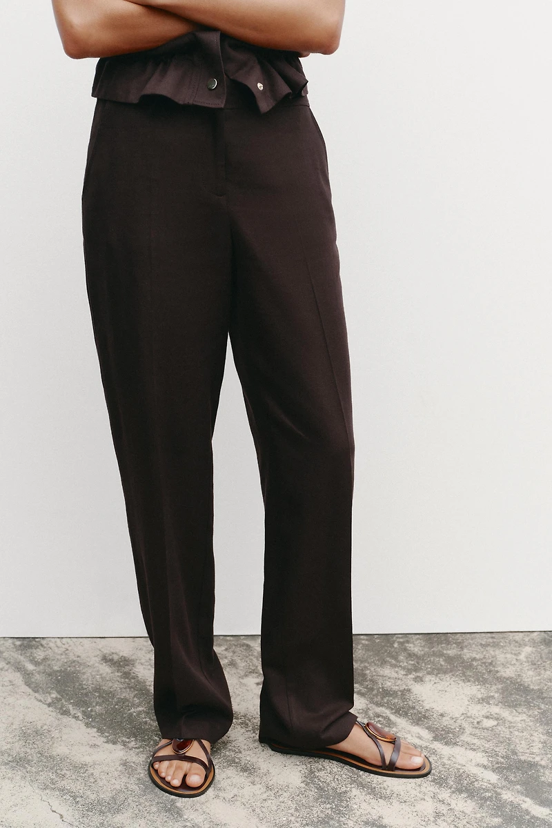 STRAIGHT LEG LINEN PANTS