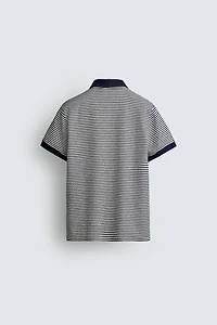 REGULAR FIT STRIPED TEXTURED POLO