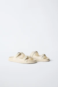 RAFFIA EFFECT BUCKLE SANDALS