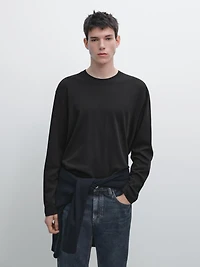 Long sleeve medium weight cotton T-shirt