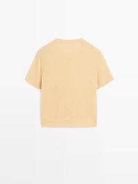 Short sleeve 100% wool knit cardigan