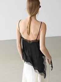 Asymmetric linen blend camisole top