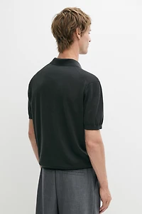 Wool blend knit polo shirt