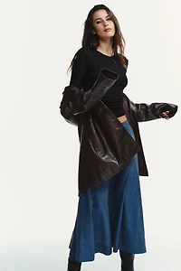 PLAID PLEATED MIDI SKIRT