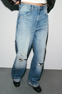 TRF RIPPED FOLDED BAGGY JEANS