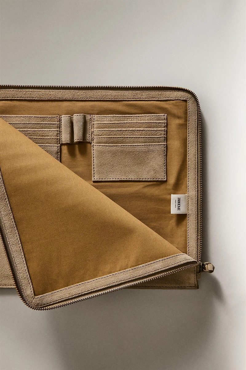 SUEDE DOCUMENT CLUTCH