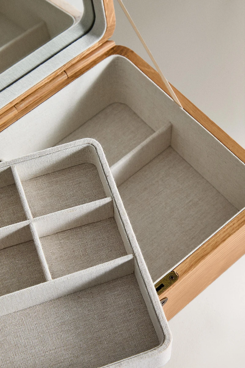 WOODEN JEWELRY BOX WITH MIRROR