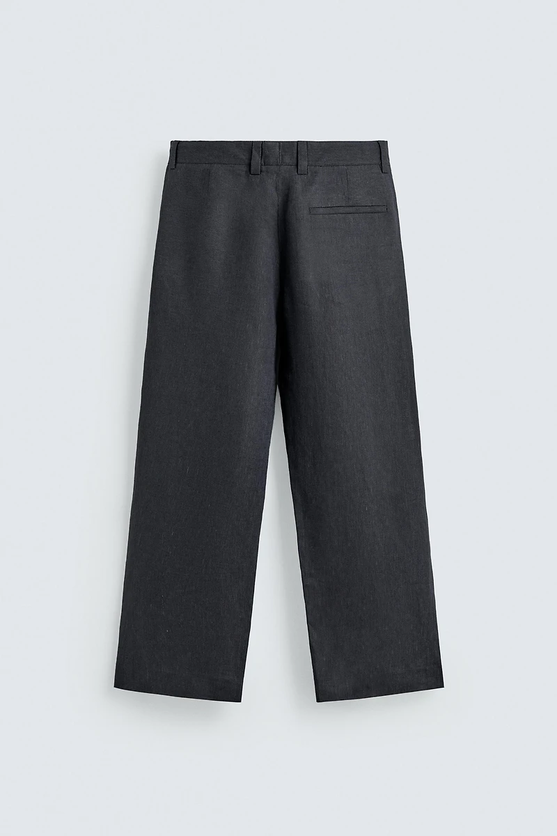100% LINEN PLEATED PANTS