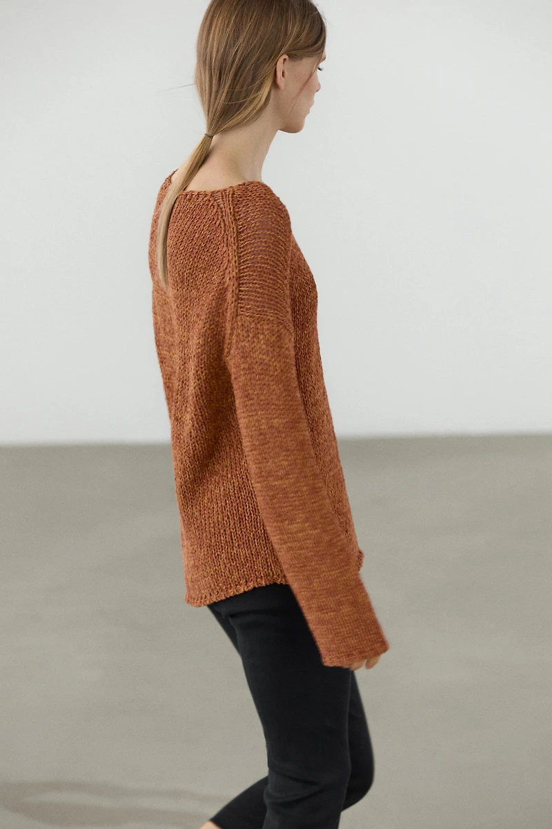 Cotton blend cutwork sweater