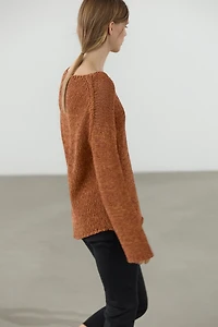 Cotton blend cutwork sweater