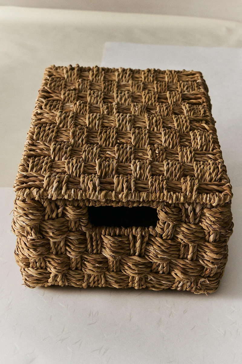 RECTANGULAR SEAGRASS BASKET WITH LID