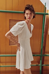 SHORT EMBROIDERED EYELET DRESS