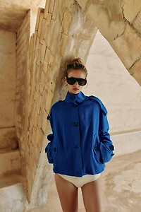 VESTE COL MONTANT EN LIN