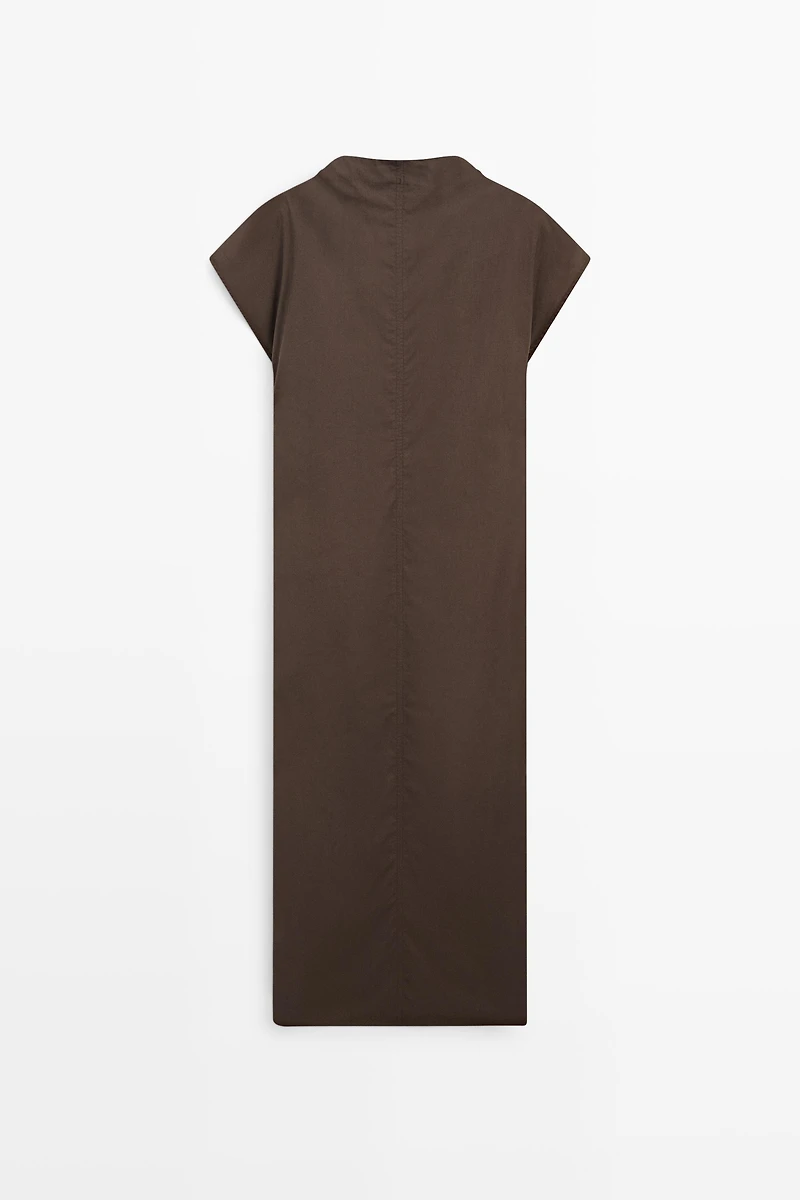 Robe drapée en popeline 100 % coton