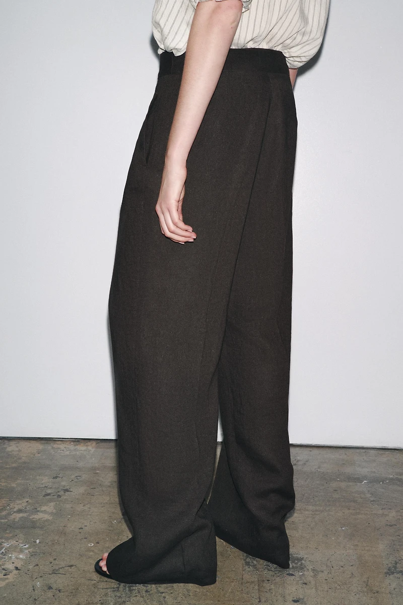 PLEATED LINEN BLEND PANTS ZW COLLECTION
