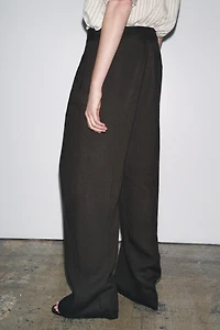 PLEATED LINEN BLEND PANTS ZW COLLECTION