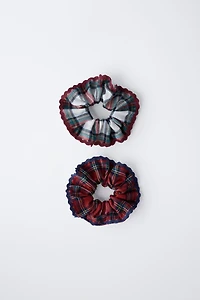 TWO-PACK FLANNEL PLAID SCRUNCHIES