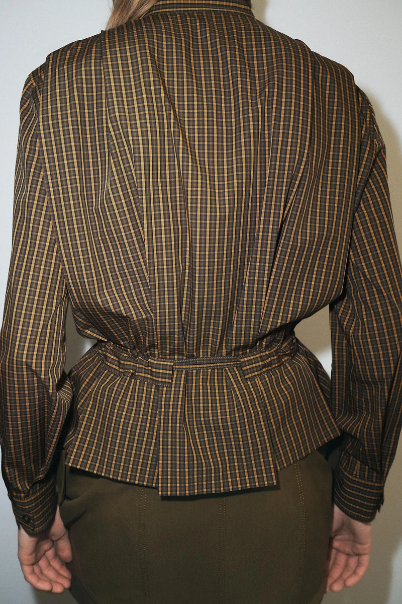 PLAID COTTON SHIRT WITH TIE ZW COLLECTION