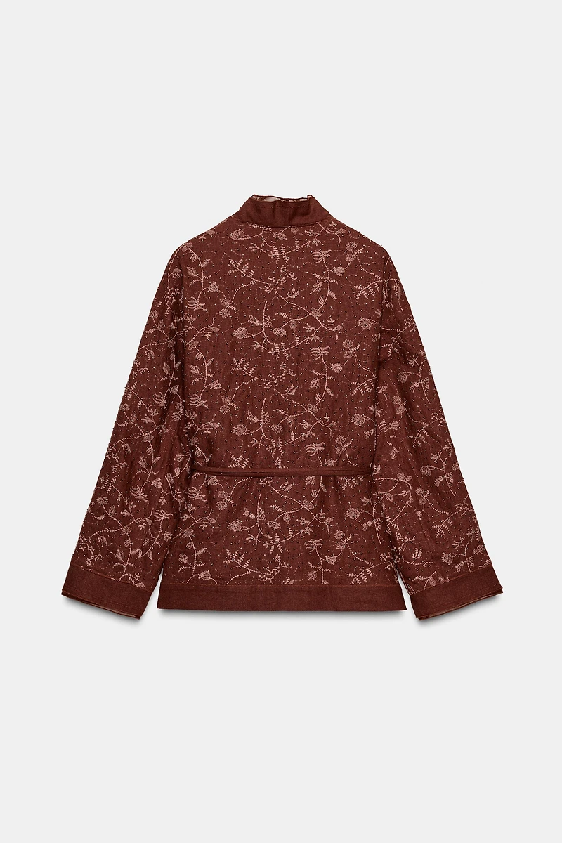 ZW COLLECTION LINEN EMBROIDERED KIMONO