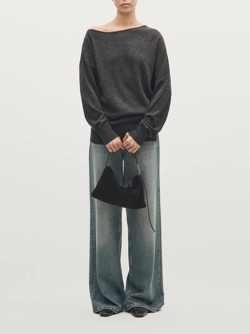 Small split suede leather bag