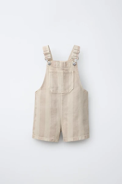 STRIPED SERGE OVERALL SHORTS