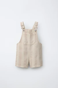 STRIPED SERGE OVERALL SHORTS