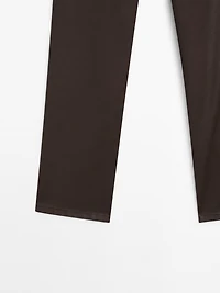 Pantalon straight enduit taille haute