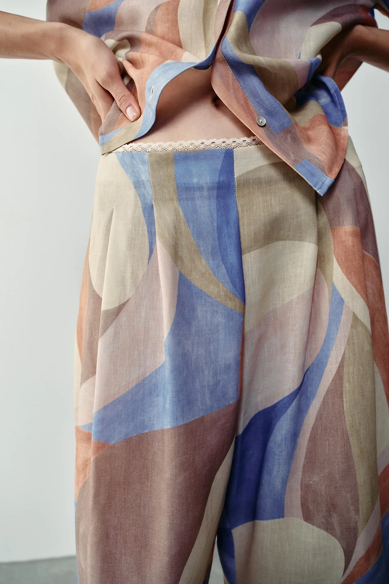 PRINTED WIDE-LEG TROUSERS