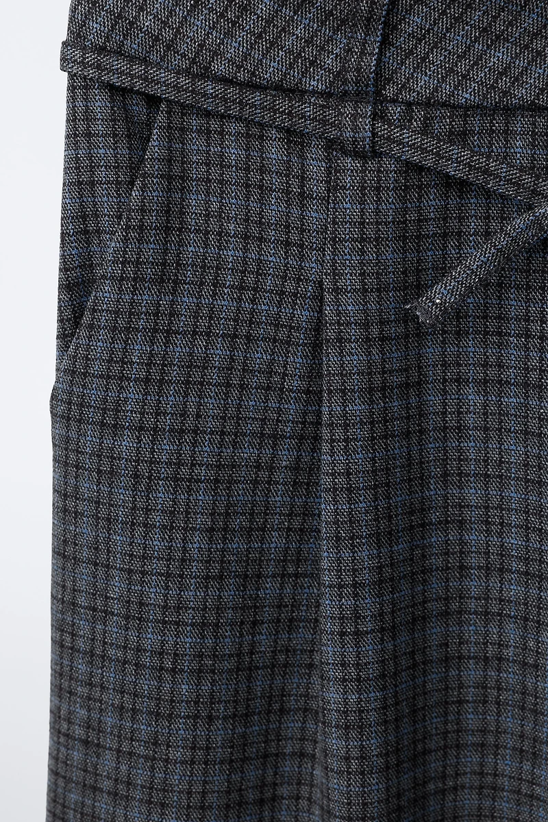 PLAID DRAWSTRING PANTS