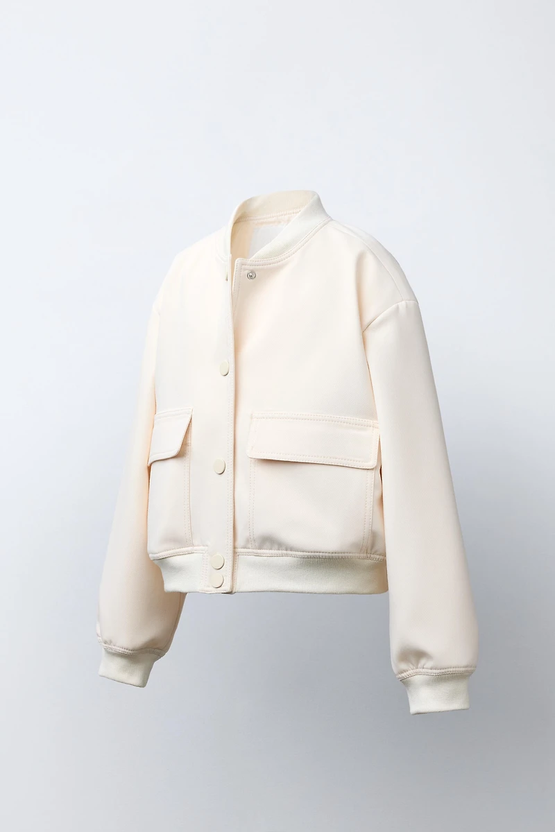 SHOULDER PAD CROPPED BOMBER JACKET