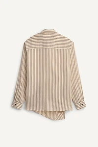 CHEMISE CROISÉE À RAYURES EN VISCOSE ET SOIE