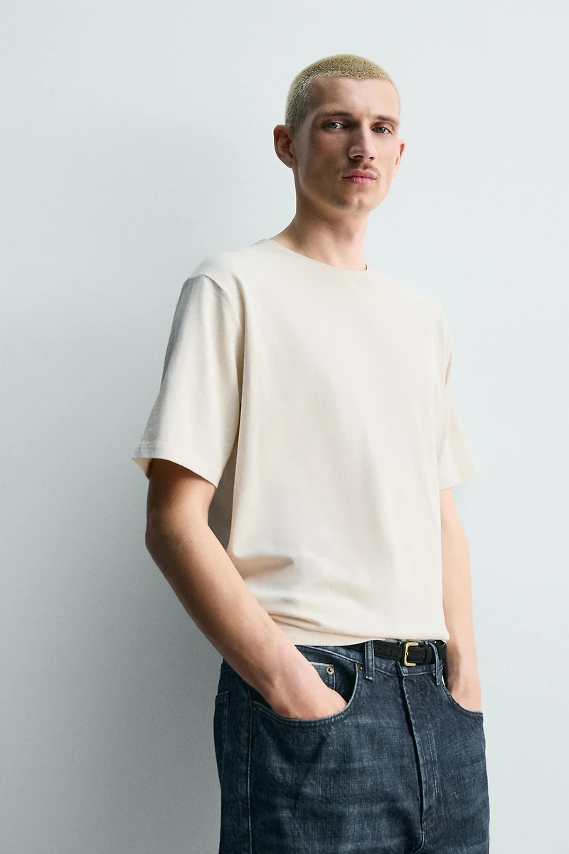 T-SHIRT REGULAR FIT EN COTON MÉLANGÉ