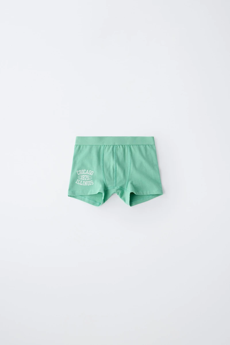 AGES 6-14 / FIVE-PACK OF TEXT PRINT BOXERS