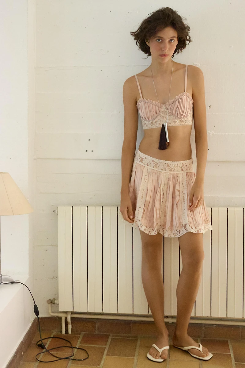 PLEATED LACE BRA