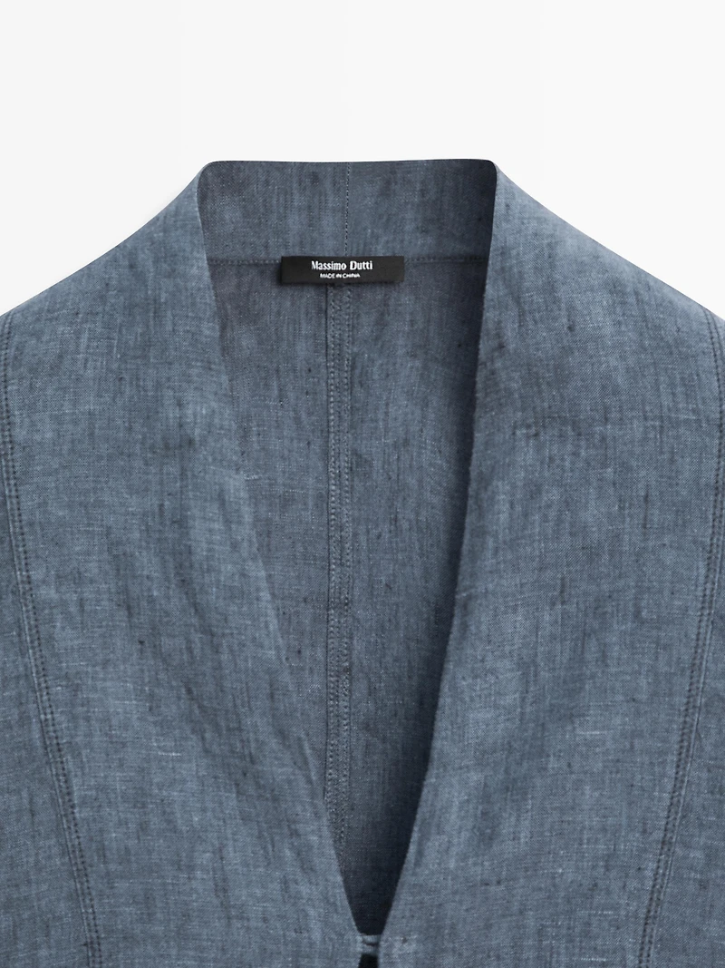 100% linen V-neck kimono