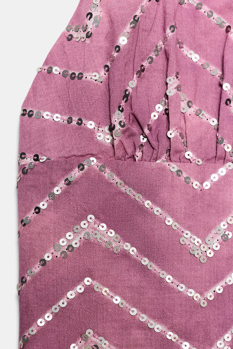 TOP HALTER IMPRIMÉ PAILLETTES