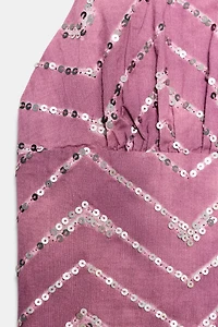 TOP HALTER IMPRIMÉ PAILLETTES