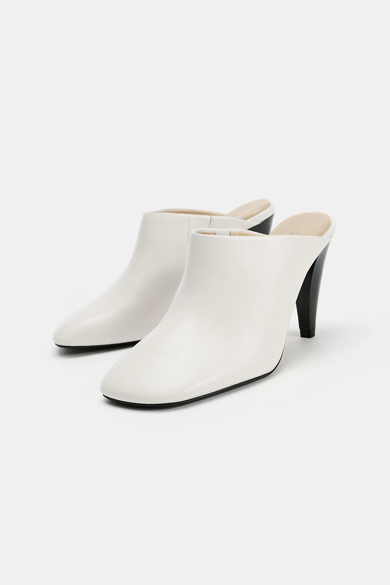 LEATHER HEELED MULES