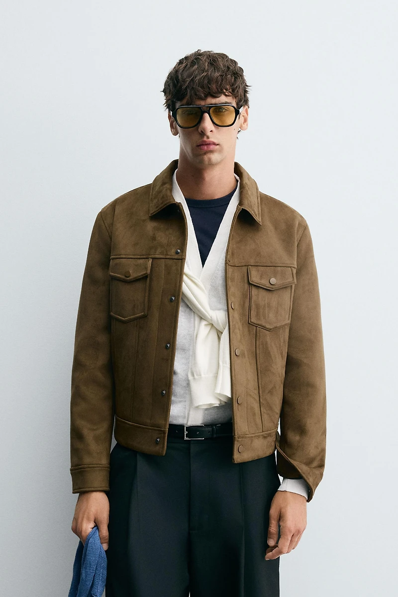 VESTE EFFET DAIM REGULAR FIT