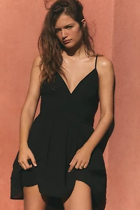 EMBROIDERED STRAP MINI DRESS