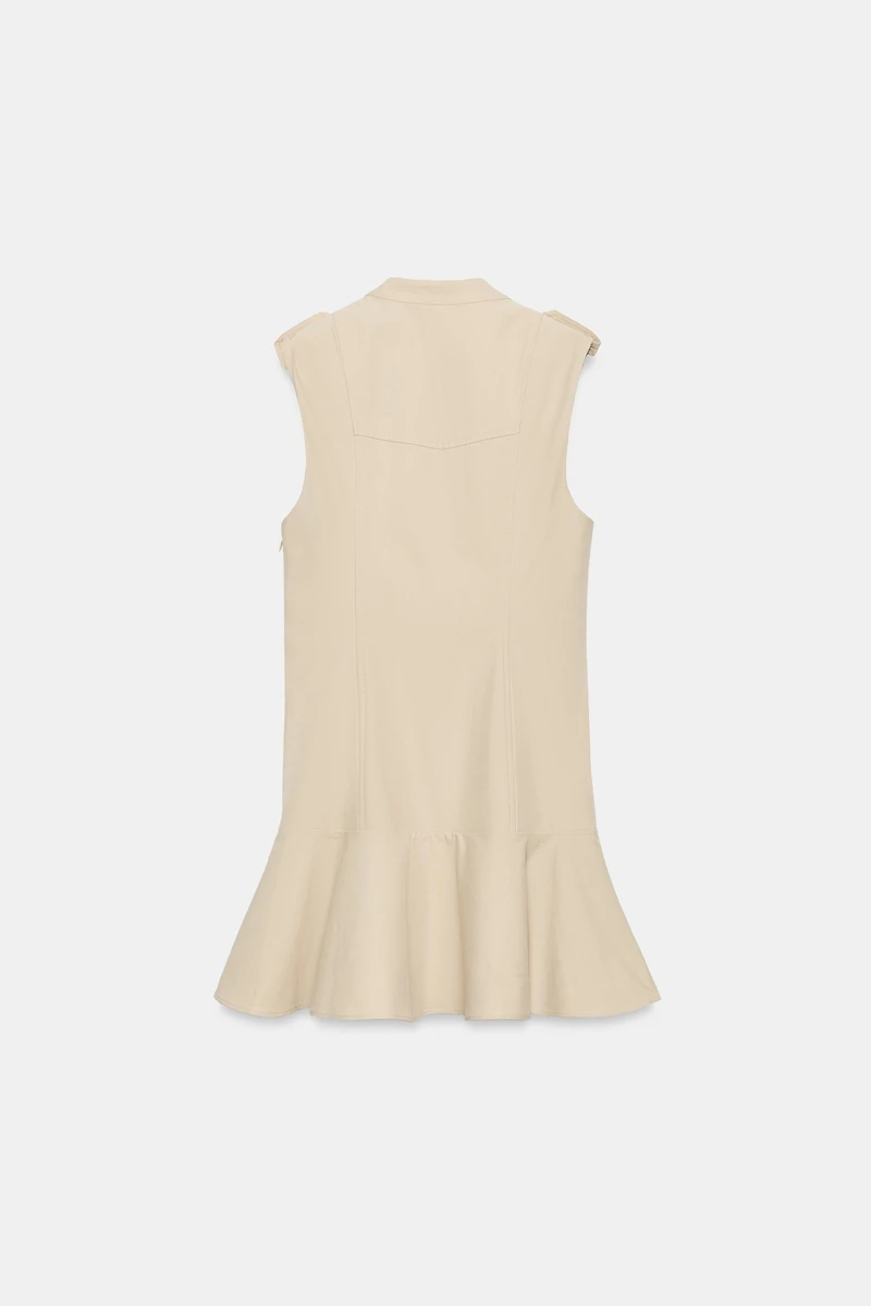 BUTTONED RUFFLE MINI DRESS