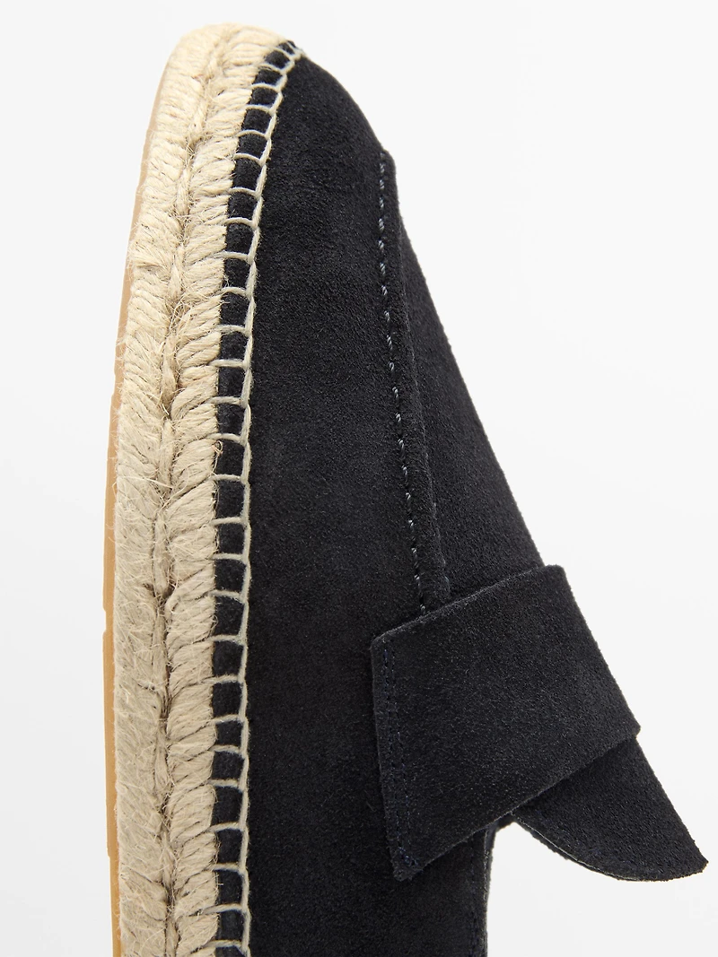 Split leather espadrilles with piece detail