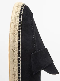 Split leather espadrilles with piece detail