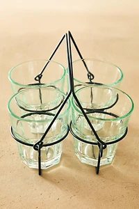GLASS TUMBLER WITH A RAISED DESIGN